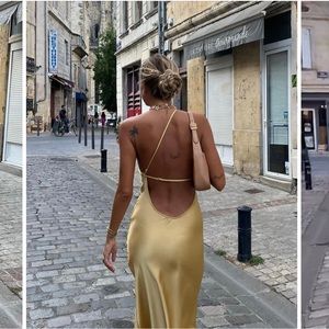 Yellow slip dress / never worn with tags on